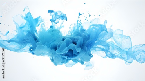 Light blue Color Splash on a white Background. Artistic Color Explosion 