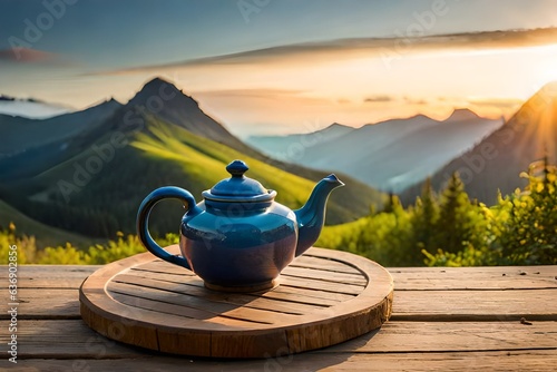 cup of tea of mountains Generated AI