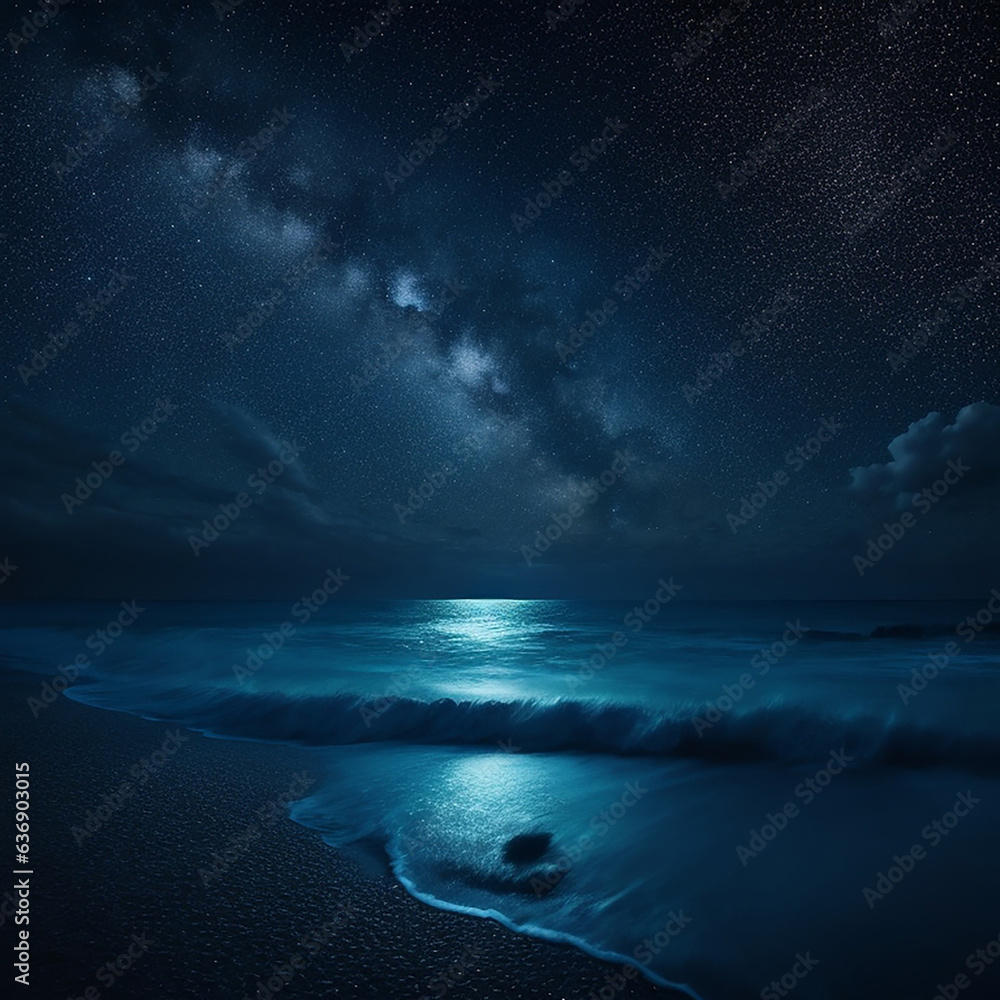 ์Night sky and sea.,generative AI ์Night sky and sea.,generative AI