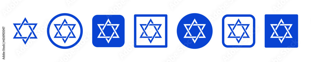 Set of blue star David vector icons. Israel symbol. Hebrew religion sign. Vector 10 Eps. Set of blue star David vector icons. Israel symbol. Hebrew religion sign. Vector 10 Eps.