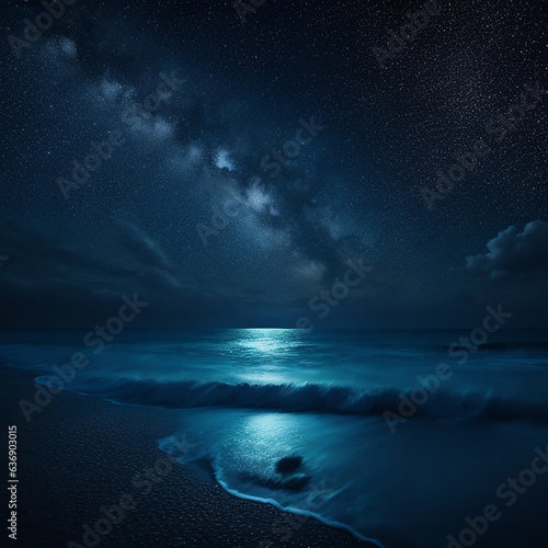 ์Night sky and sea.,generative AI © saranya