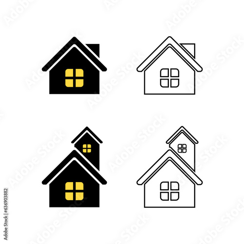 House Icon Set. Home icon vector with yellow window.