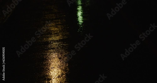 Concrete street in the rain at night 1
