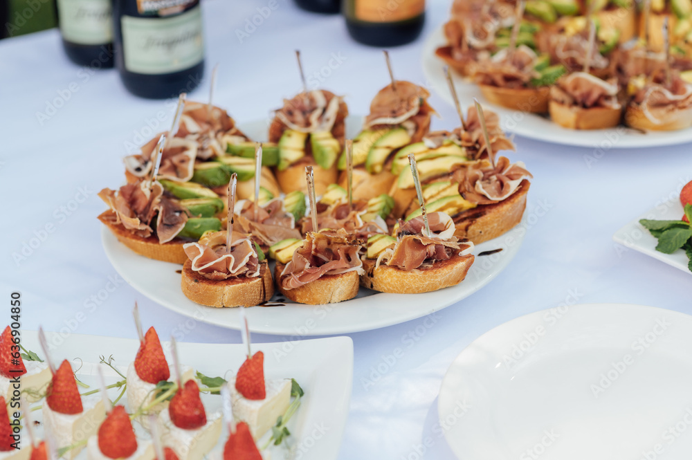 A light appetizer for guests at a wedding buffet. Waiting for a wedding ceremony