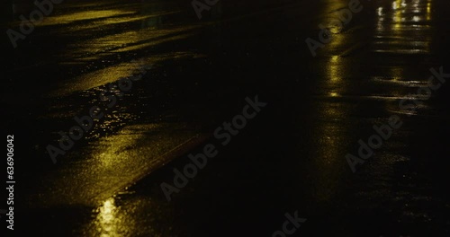Concrete street in the rain at night 2