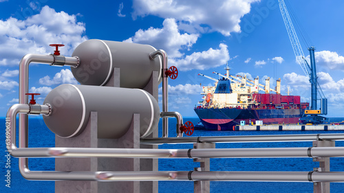 LNG terminal. Place for loa...