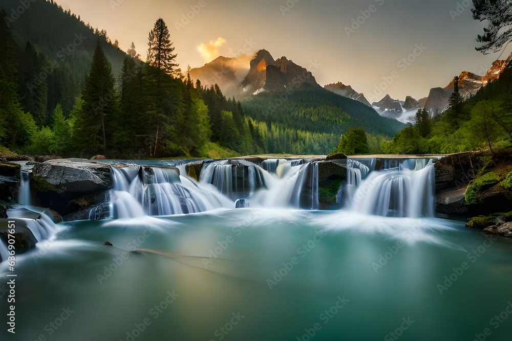 Fototapeta premium waterfall in the mountains