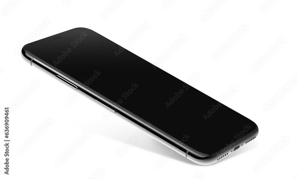 Smartphone with a blank screen on white at an angle Smartphone with a blank screen on white at an angle