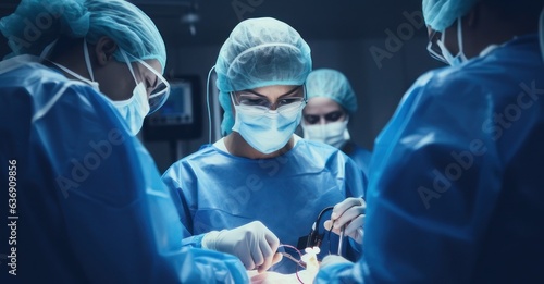 Female surgeon during intense operation.