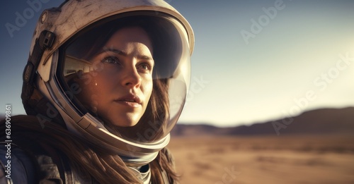 Female astronaut with Earth backdrop. © Valentin