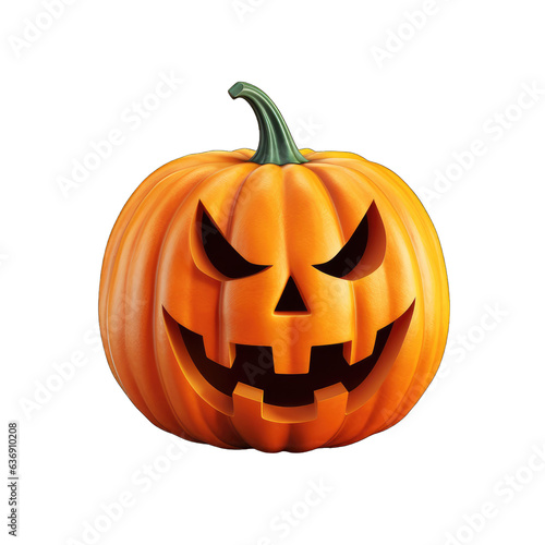 Halloween pumpkin isolated on white transparent background, png, 3d