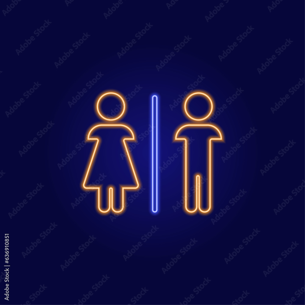 Vector illustration of neon toilet sign Vector illustration of neon toilet sign