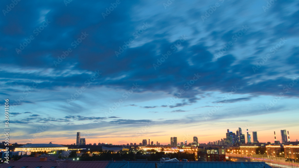 Panoramic evening cityscape. Moscow, Russia