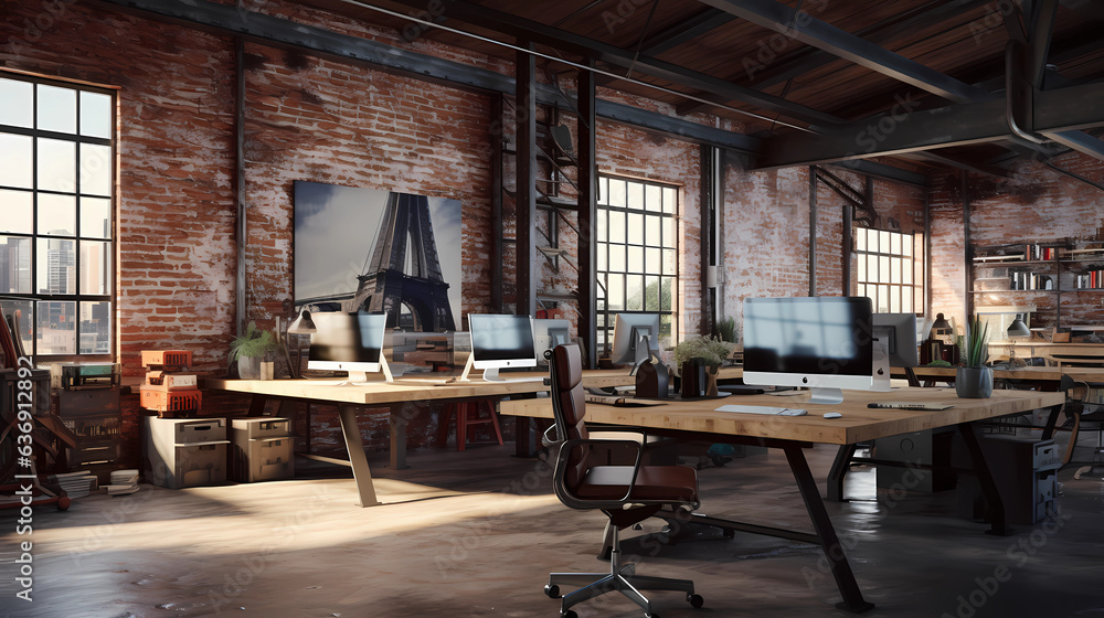 workspace featuring brick walls