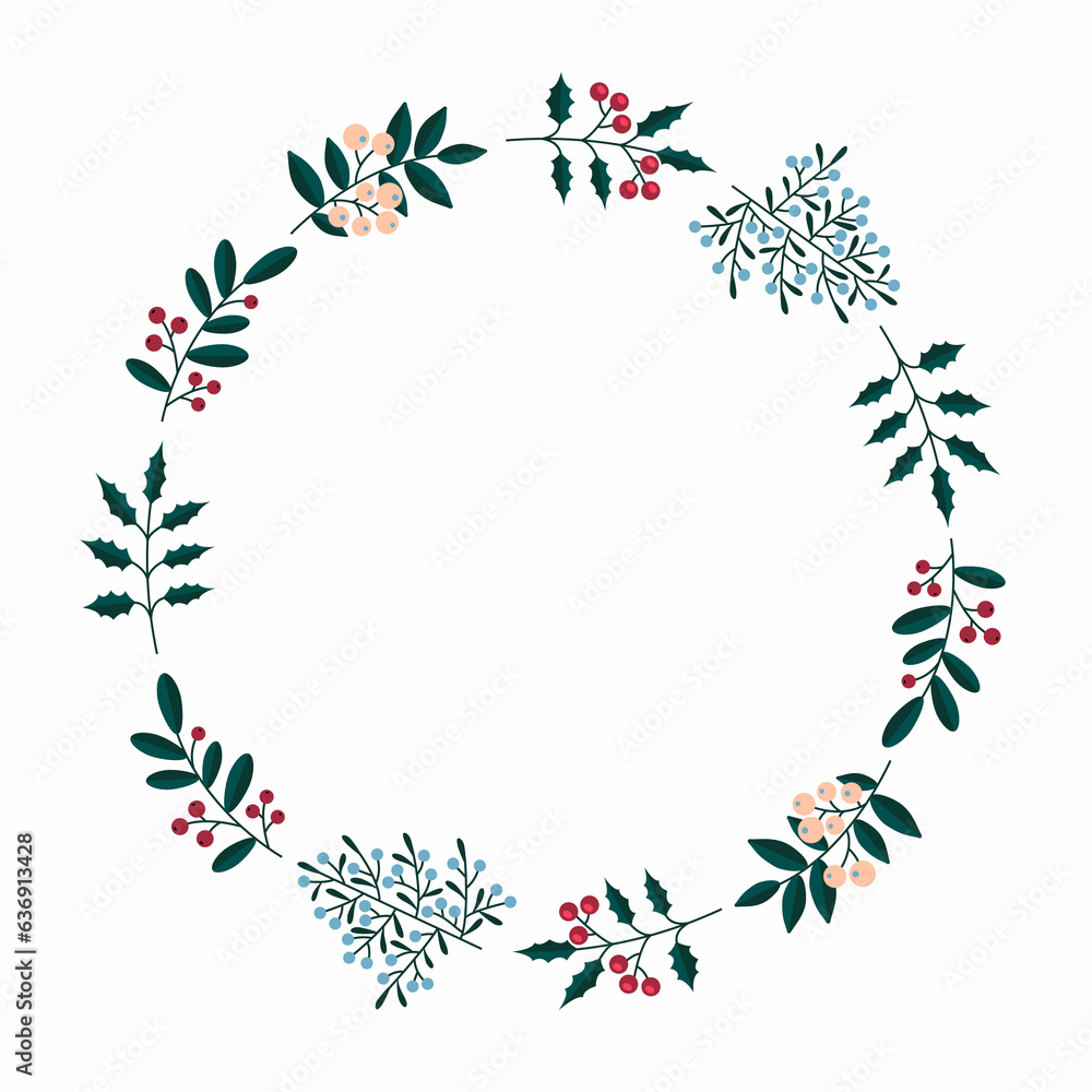 Christmas frame of flowers. Christmas Wreath. Holiday design Christmas frame of flowers. Christmas Wreath. Holiday design