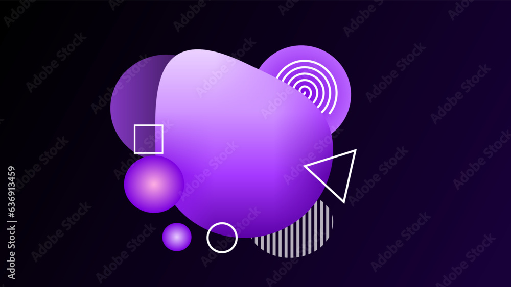 Fototapeta premium Cute irregular purple gradient shapes as a text placeholder copy space background.