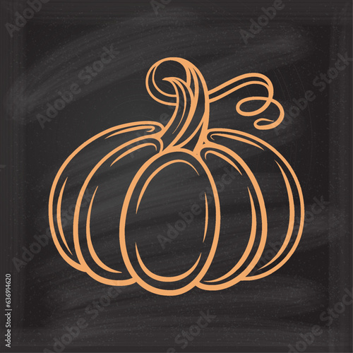 Autumn pumpkin illustration on a chalkboard background