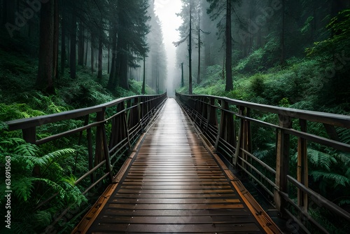 wooden bridge in the forest