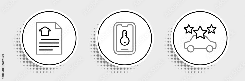 Set line Car sharing, House contract and Online real estate icon. Vector Set line Car sharing, House contract and Online real estate icon. Vector