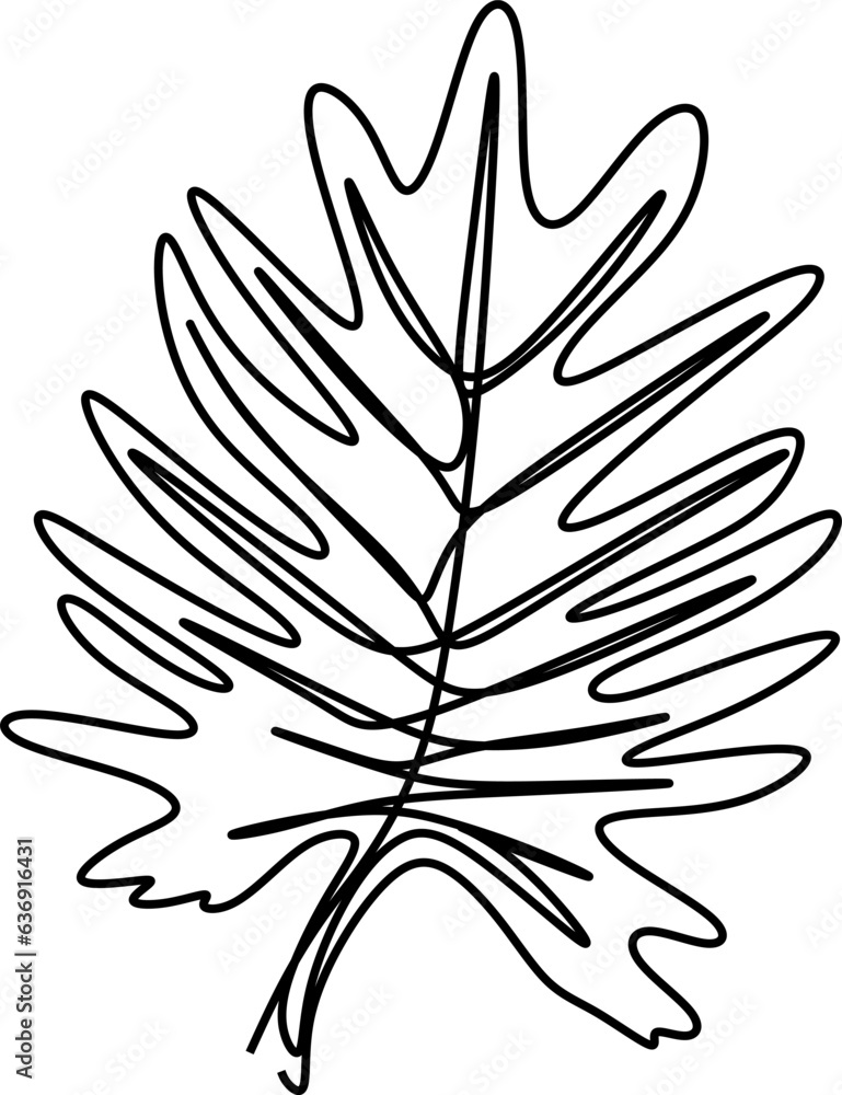One-line art. one continuous line art. a leaf illustration isolated on white One-line art. one continuous line art. a leaf illustration isolated on white