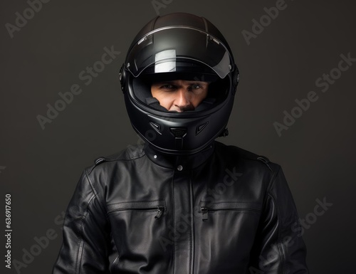 Biker in a modern helmet