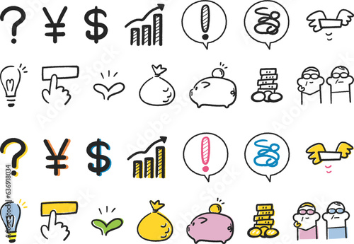 お金や投資にかんするアイコン　イラスト　イラスト素材
