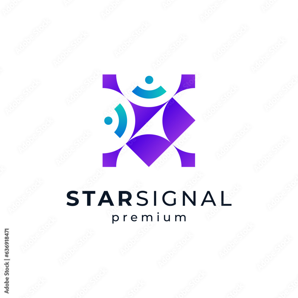 internet signal and stars for internet connection and technology logo design internet signal and stars for internet connection and technology logo design