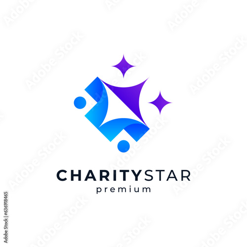 kids and stars for orphanage, social and educational center logo design