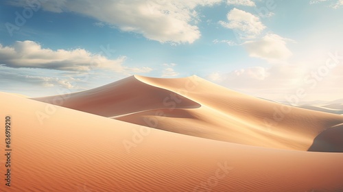 fantastic dunes in the desert at sunny day with clouds