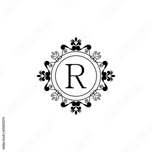 Elegant flower design logo Alphabet R