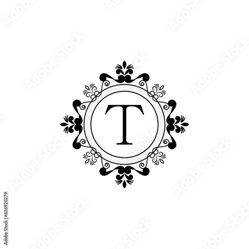 Elegant flower design logo Alphabet T