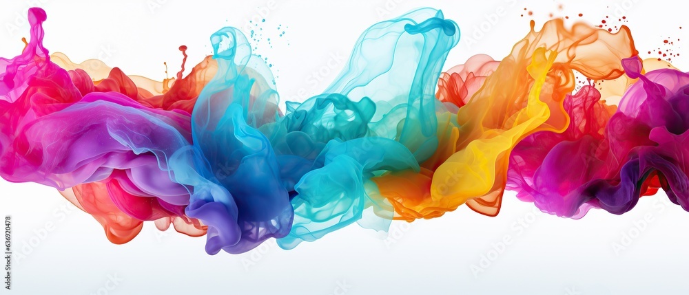 colorful watercolor mixed liquid splashing in water banner background, Generative AI