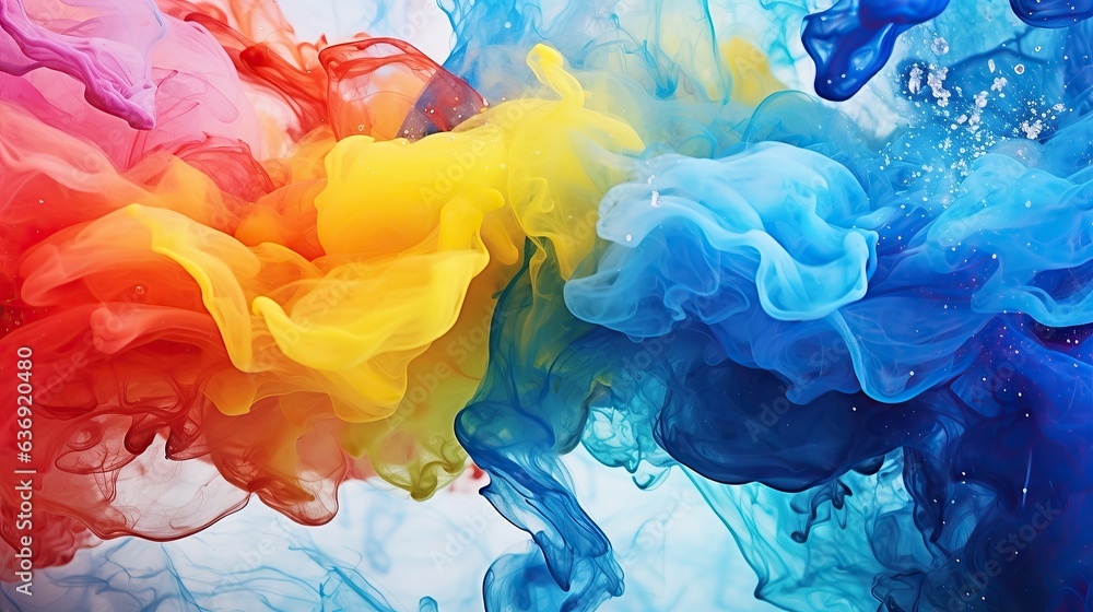 colorful watercolor mixed liquid splashing in water banner background, Generative AI