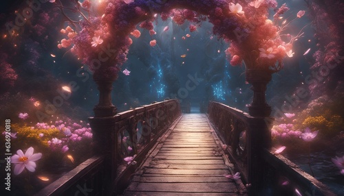 magic bridge made of flowers