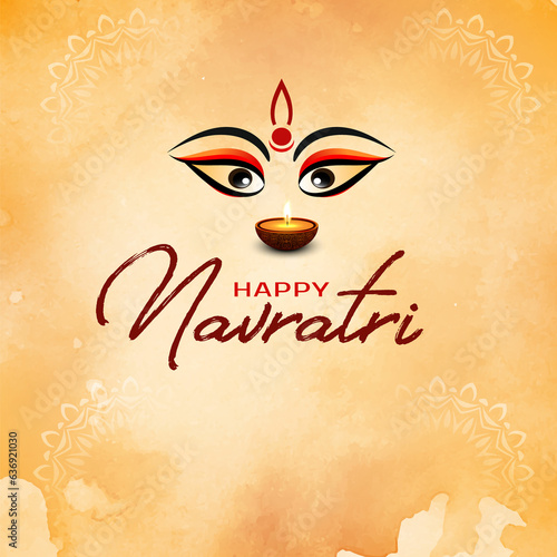 Happy Dussehra Subh Navratri Indian religious header banner background with Hindi text meaning Maa Durga photo