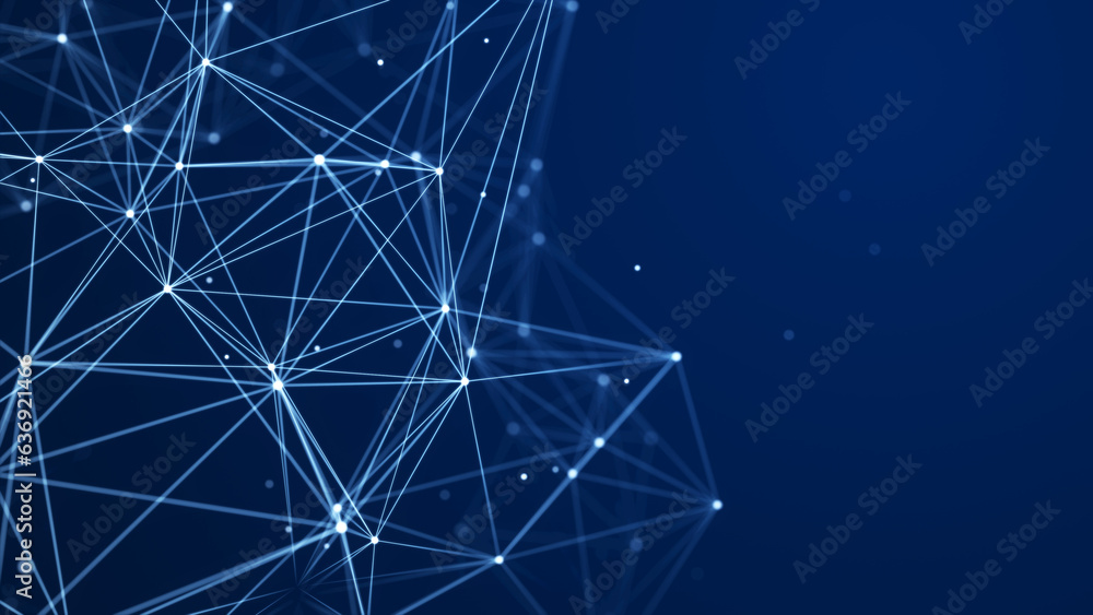 Abstract digital background of points and lines. Glowing plexus. Big data. Network or connection. Abstract technology science background. 3d rendering