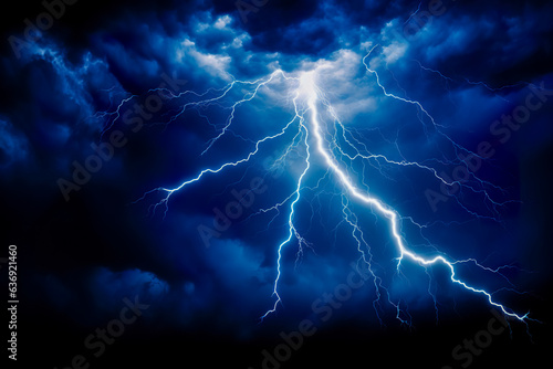 Lightning thunderstorm flash over the night sky. Concept on topic weather, cataclysms
