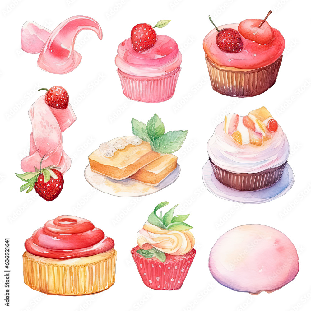 set of cupcakes and summer sweets set of cupcakes and summer sweets