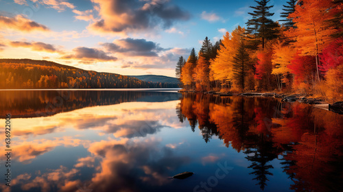 Autumn, beautiful landscape with yellow leaves, Yellow Aspen trees at the peak of fall colours.