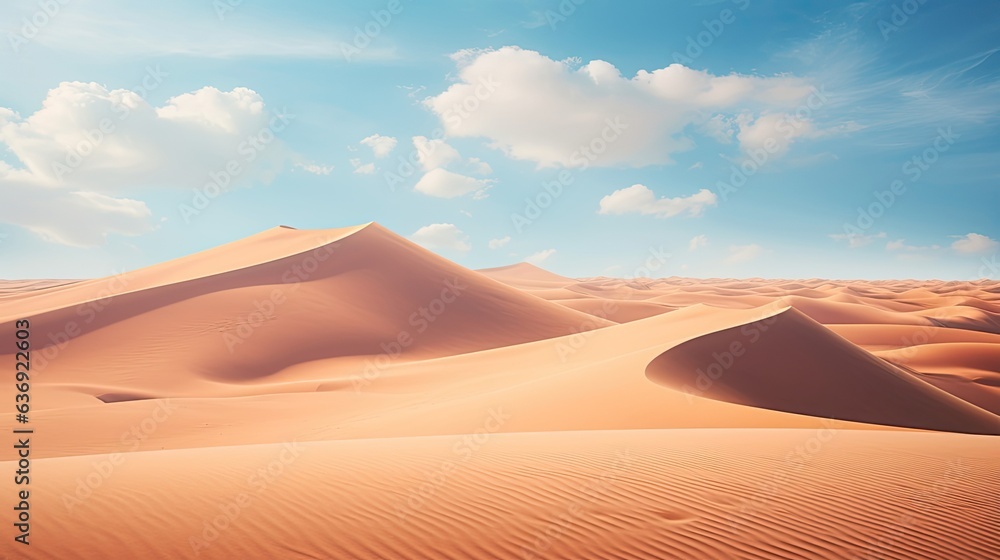 fantastic dunes in the desert at sunny day with clouds