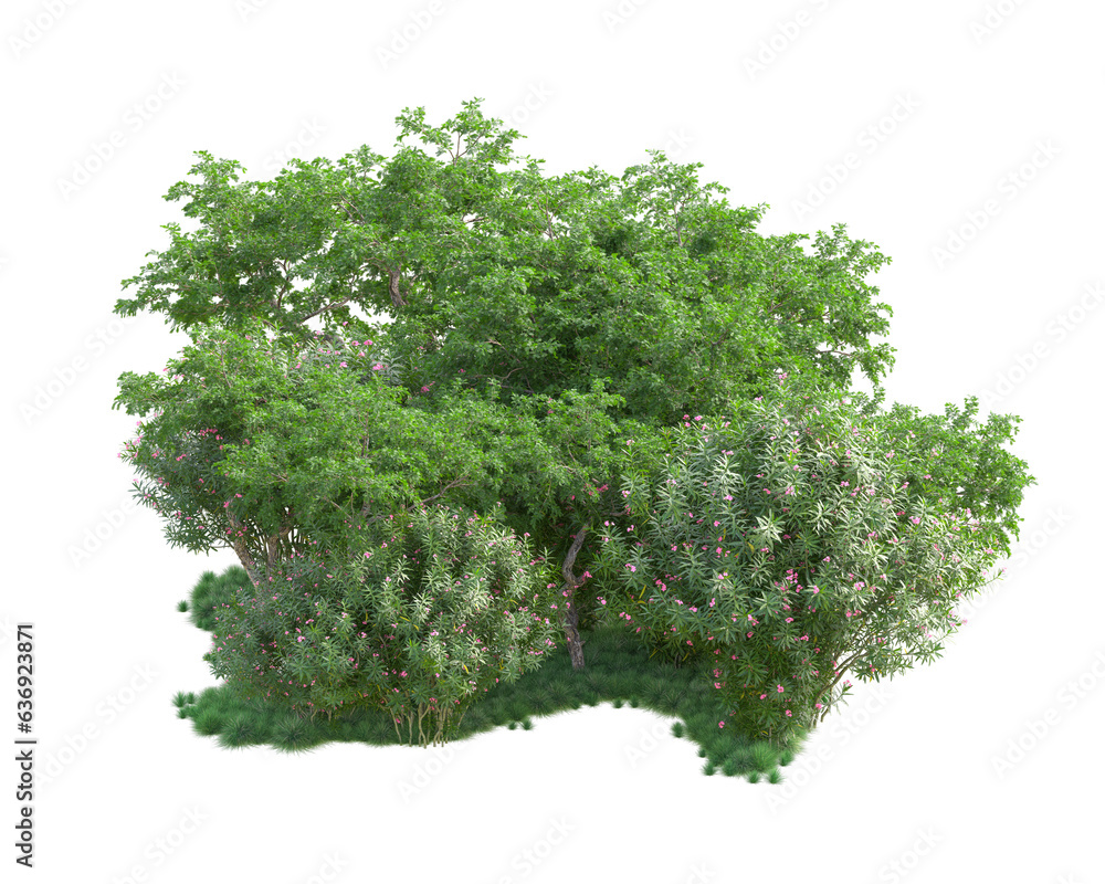 Obraz premium Green landscape isolated on transparent background. 3d rendering - illustration