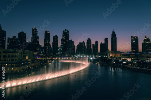 Unique view of Dubai Dancing Fountain show at night.  © .shock