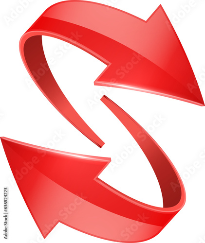 Obraz na plátně Red 3D glossy curve arrows