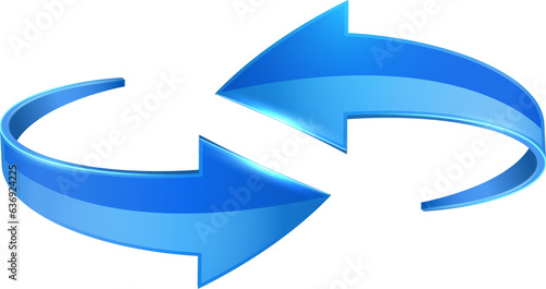 Blue 3D glossy curve arrows