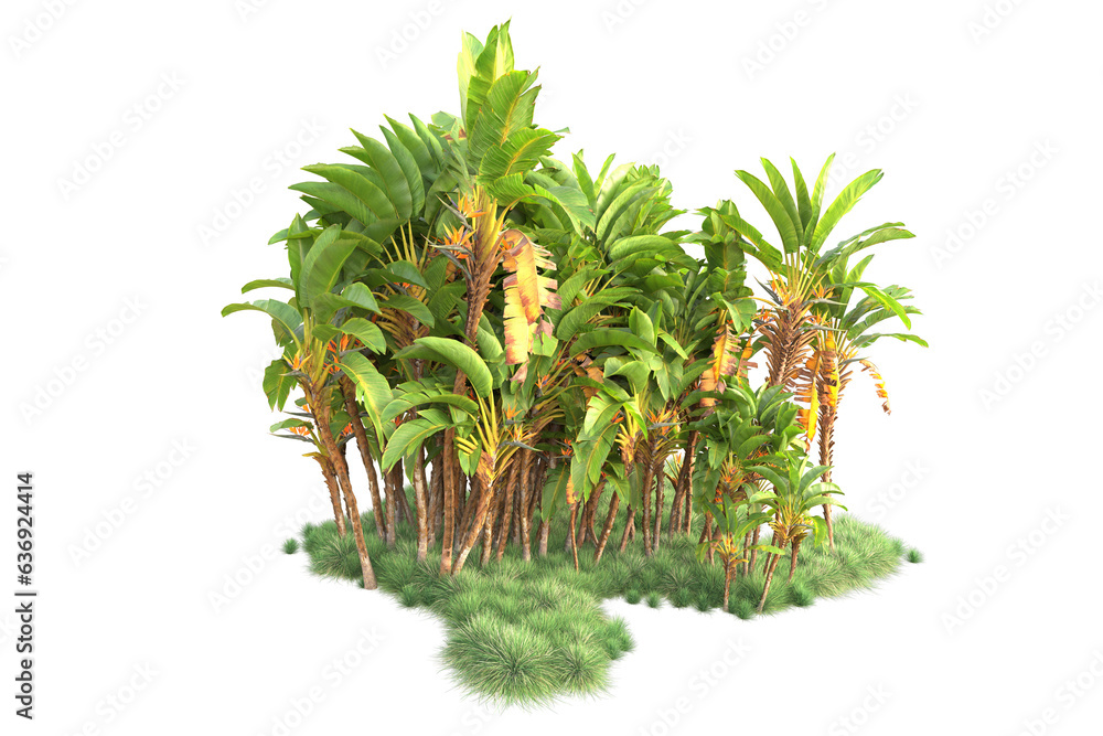 Green landscape isolated on transparent background. 3d rendering - illustration Green landscape isolated on transparent background. 3d rendering - illustration
