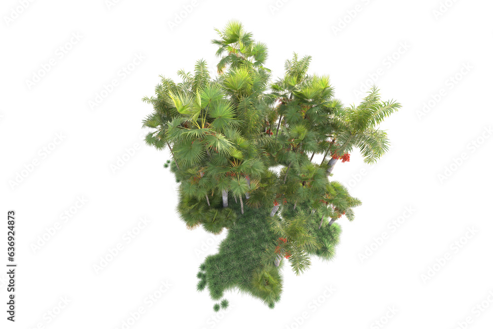 Fototapeta premium Green landscape isolated on transparent background. 3d rendering - illustration