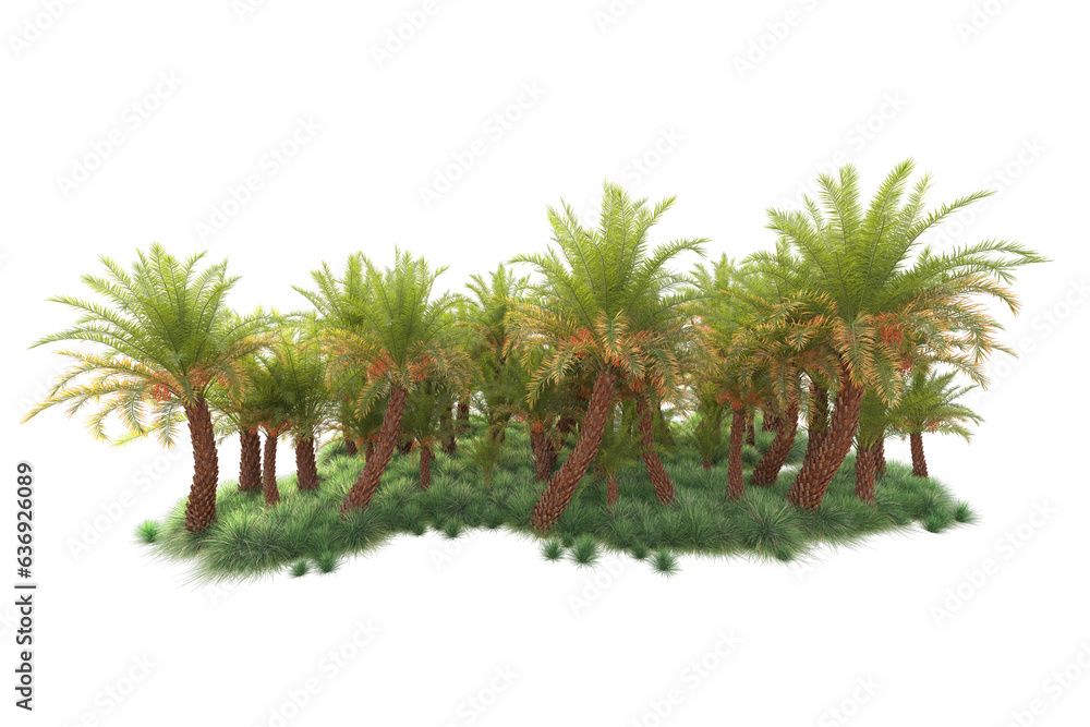 Fototapeta premium Green landscape isolated on transparent background. 3d rendering - illustration