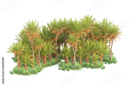 Green landscape isolated on transparent background. 3d rendering - illustration