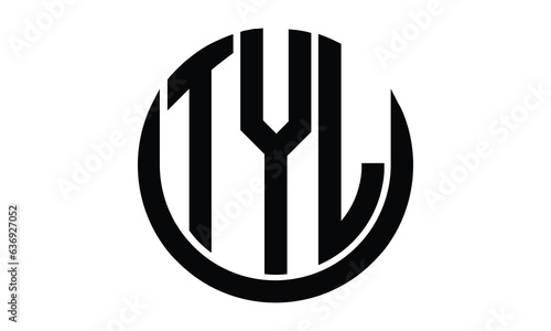 TYL shield in circle logo design vector template. lettermrk, wordmark, monogram symbol on white background.