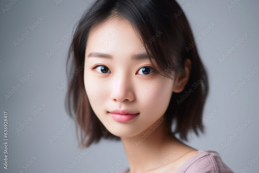 女性のポートレート カメラ目線 白背景 AI生成画像 ジェネレーティブ AI 女性のポートレート カメラ目線 白背景 AI生成画像 ジェネレーティブ AI